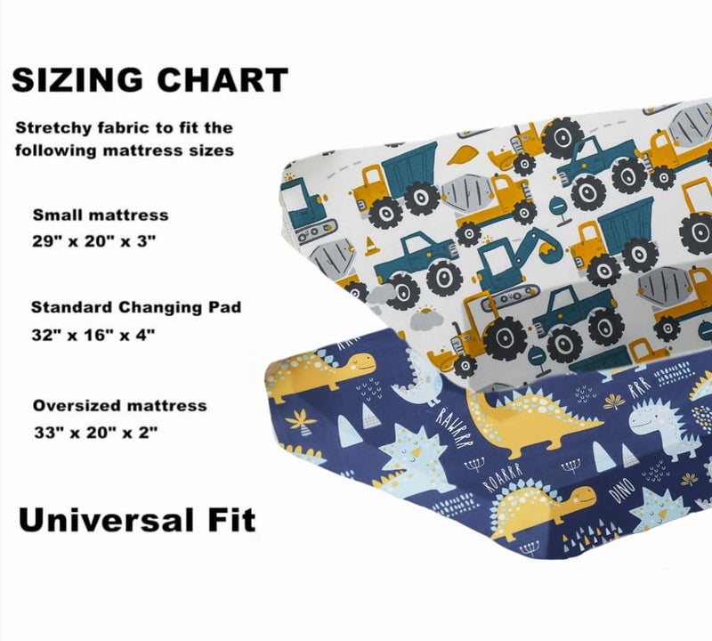 Aisawate 2 Pack Changing Pad Cover for Girls Boys Ultra Soft Breathable Cotton Baby Diaper Change Table Pad Covers 32x16 Dinosaurs Car - Image 4