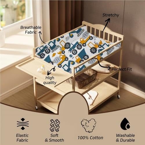 Aisawate 2 Pack Changing Pad Cover for Girls Boys Ultra Soft Breathable Cotton Baby Diaper Change Table Pad Covers 32x16 Dinosaurs Car - Image 3