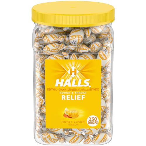 HALLS Relief Honey Lemon Cough Drops, Bulk Cough Drops, 250 Drops - Image 1