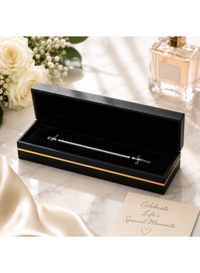 Rich Life Luxury Bracelet Box with Gold Accent, Premium Textured Jewelry Storage Box for Bracelet Bangle Watch Chain, Soft Interior, Available in Black Gold Grey - Image 4