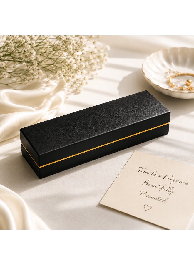 Rich Life Luxury Bracelet Box with Gold Accent, Premium Textured Jewelry Storage Box for Bracelet Bangle Watch Chain, Soft Interior, Available in Black Gold Grey - Image 3