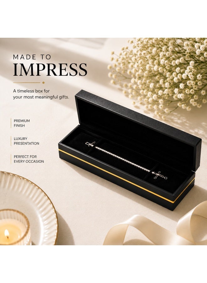 Rich Life Luxury Bracelet Box with Gold Accent, Premium Textured Jewelry Storage Box for Bracelet Bangle Watch Chain, Soft Interior, Available in Black Gold Grey - Image 2