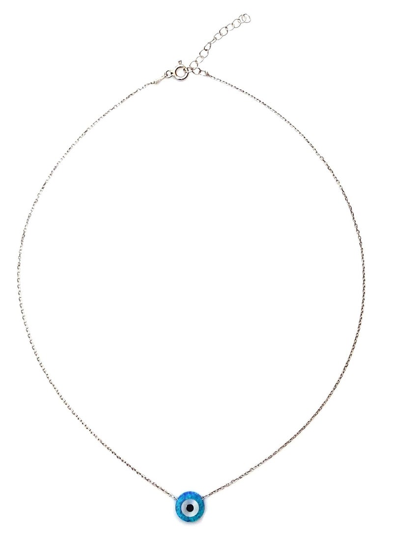 Alwan Silver Necklace with a Blue Opal Evil Eye - Image 2