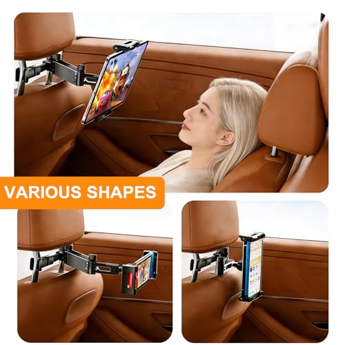 ZMDCAM Car Headrest Tablet Holder, 3 in 1 Extension Arm Adjustable Tablet Car Mount for Back Seat, Road Trip Tablet Car Mount Compatible with 4.7-14" Device, Such as iPad Pro, Air, Mini, Galaxy, Fire - Image 4