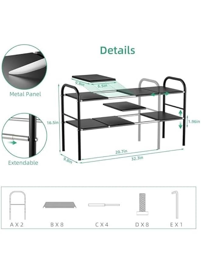 هوكور منظمات وتخزين تحت الحوض من توريسيك، منظم رفوف خزانة قابل للتوسيع من طبقتين مع 8 الواح قابلة للفصل قابلة للازالة للمطبخ والحمام - Image 3
