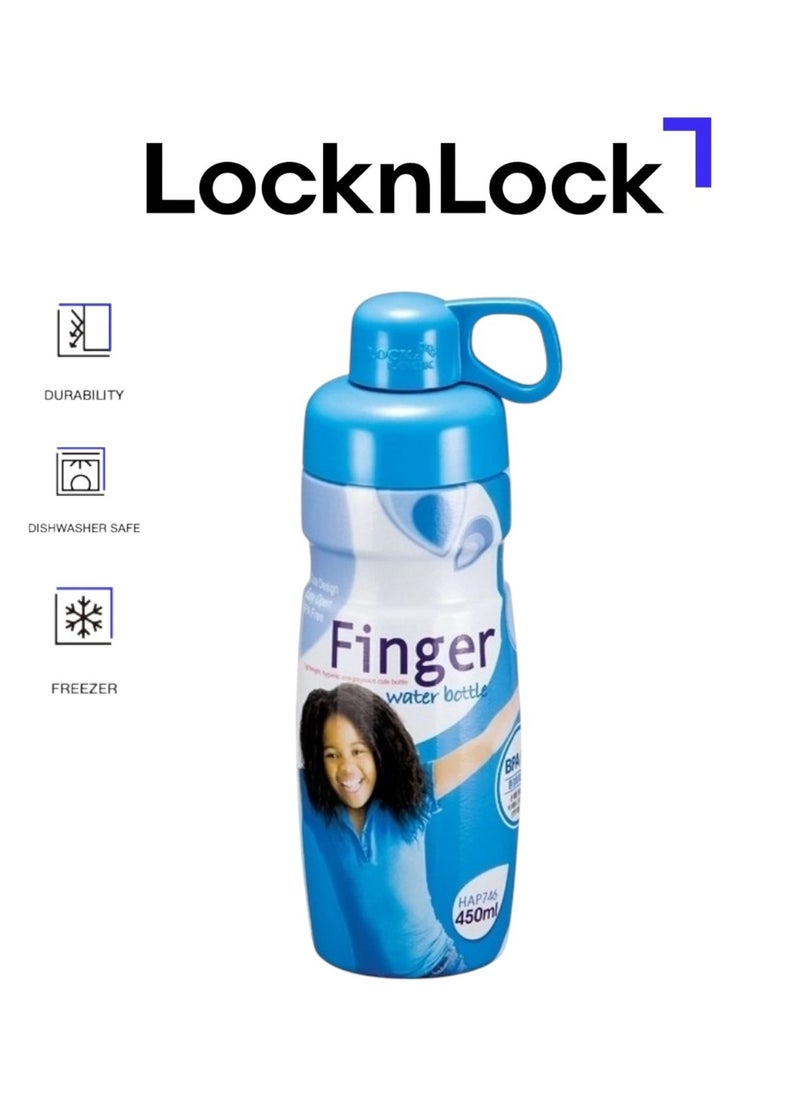 LOCK & LOCK LocknLock 450ml Finger Water Bottle - Blue, Compact, Airtight, and Durable for Sports and Daily Use 