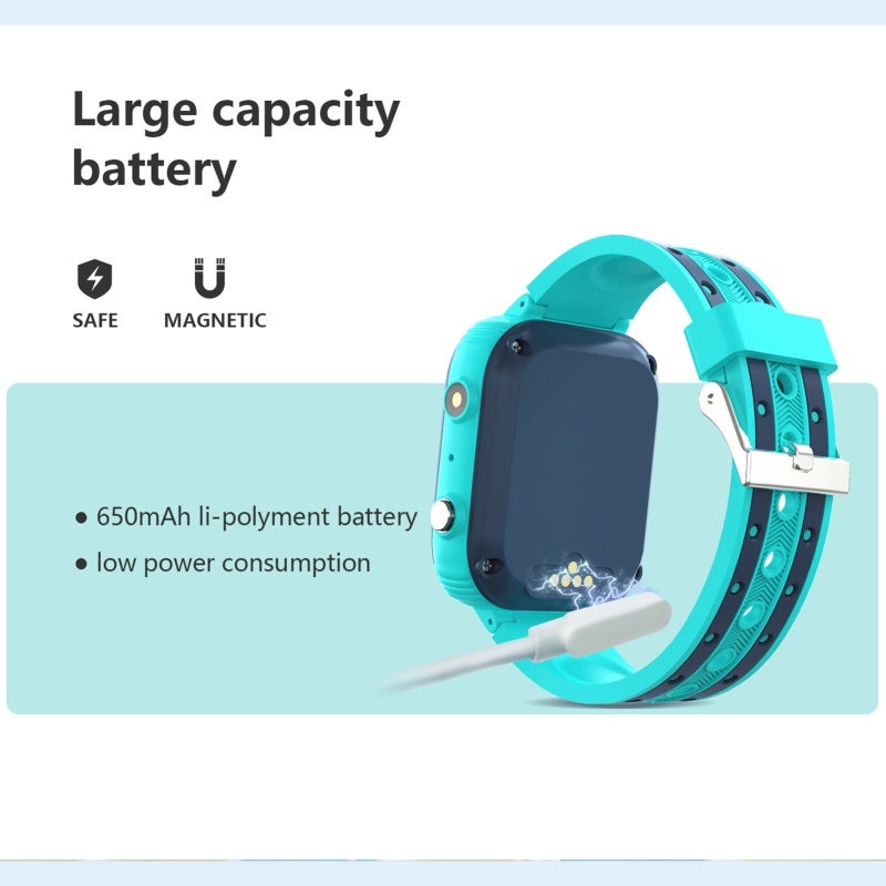 Kids Smart Watch: Blue 4G High-Clear Video Call - Multi-Point Precise Positioning Smart Watch for Kids with Voice Message Group Chat, IP67 Waterproof, 650mAh Battery for Kids Aged 10-12 - Image 2