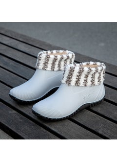 Generic Fashion Low-Cut Ladies Rain Boots with Velvet LiningGray [plus Cotton]] Gray [plus Cotton]] 