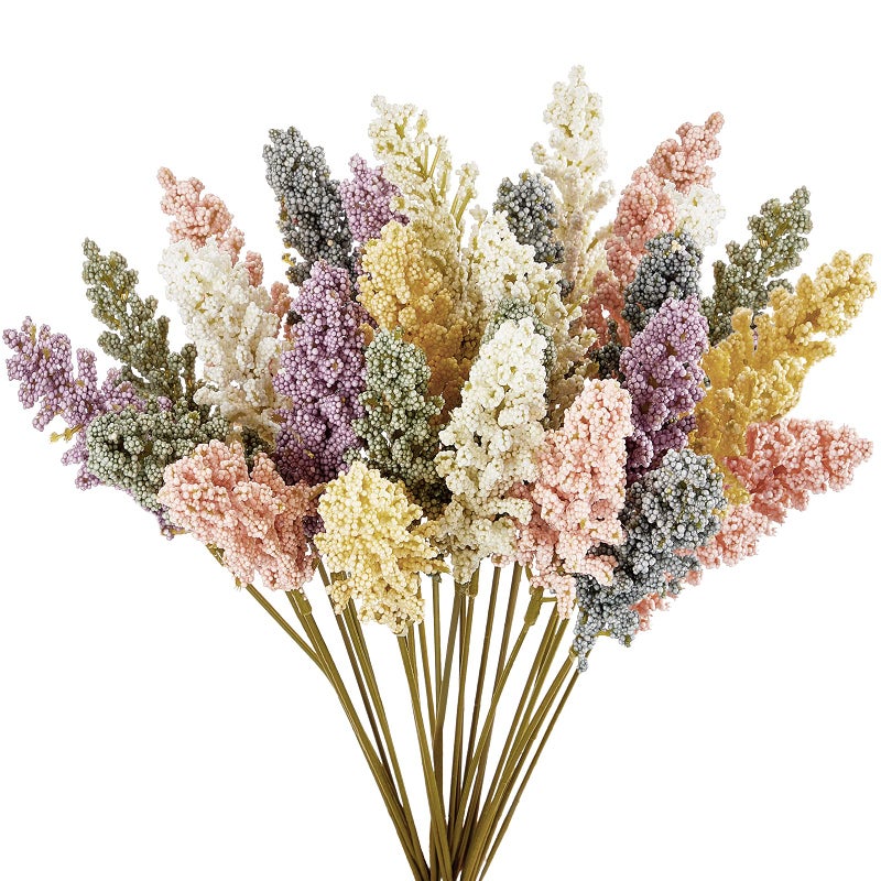 WILLBOND 24 Pieces Artificial Baby Breath Flowers Foam Berry Spike Mini Fake Vanilla Flower Faux Bouquet for Wedding Party Indoor Outside Hanging Home Decoration - Image 1