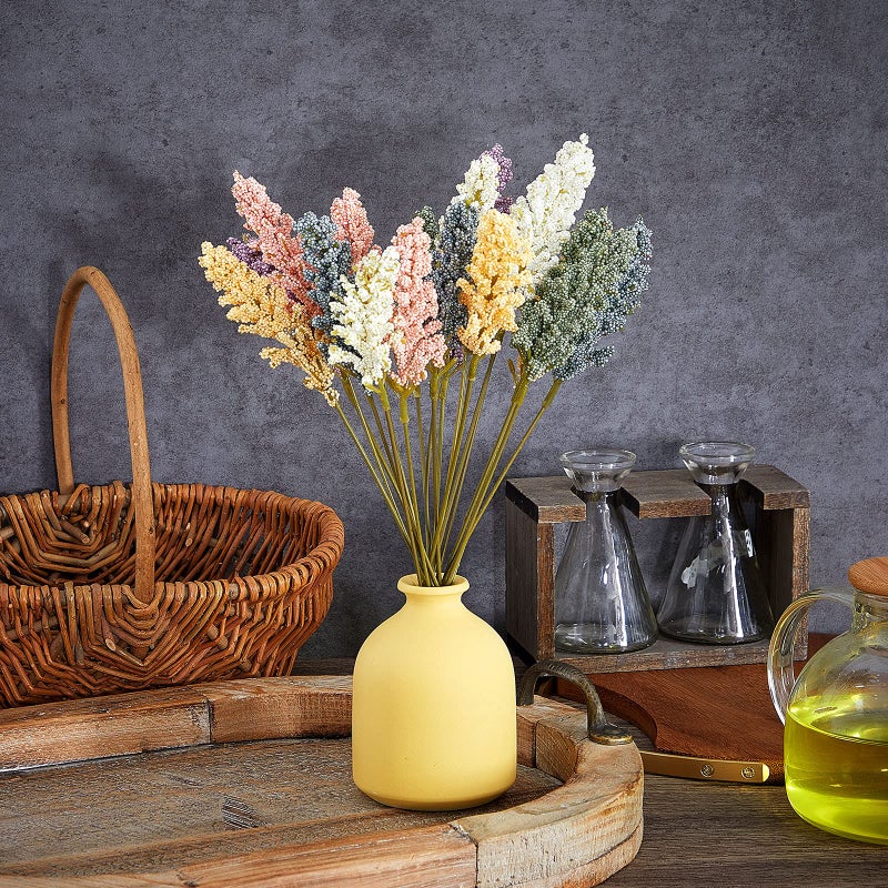 WILLBOND 24 Pieces Artificial Baby Breath Flowers Foam Berry Spike Mini Fake Vanilla Flower Faux Bouquet for Wedding Party Indoor Outside Hanging Home Decoration - Image 5