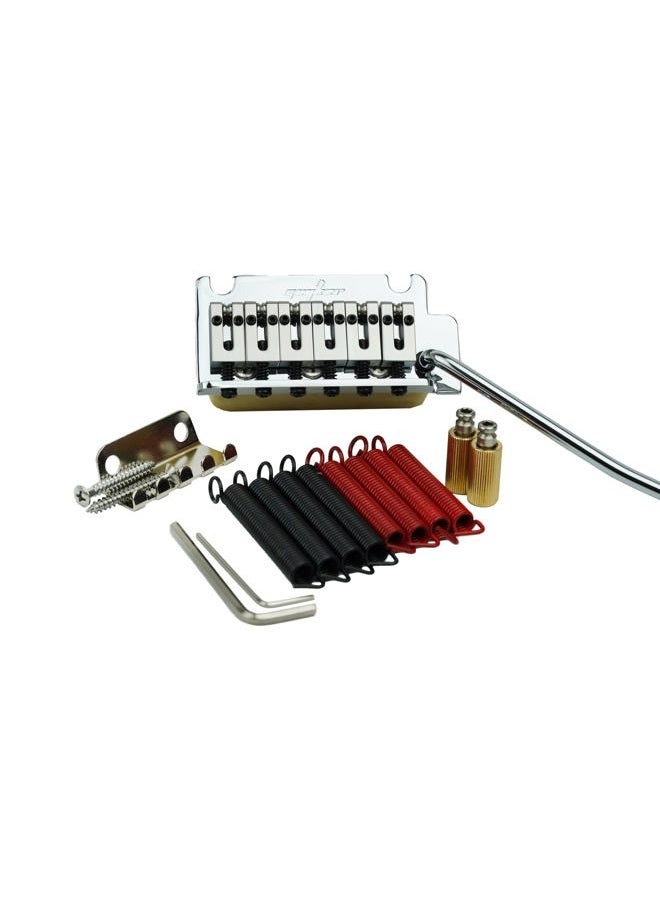Guyker Guitar Tremolo Bridge with Roller Saddle & Block & Bridge Stud, Spring and Claw, Pop-In Vibrato Bar, Complete Install Kit (GG-2001, Chrome) - Image 1