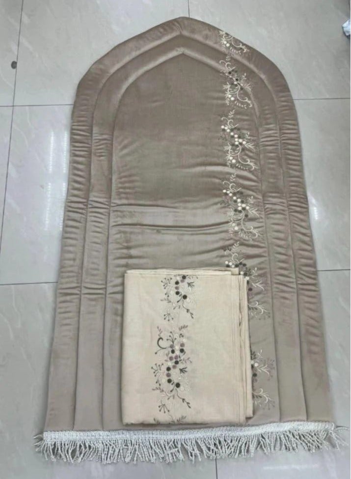 Prayer mat and prayer sheet set - beige - Image 1