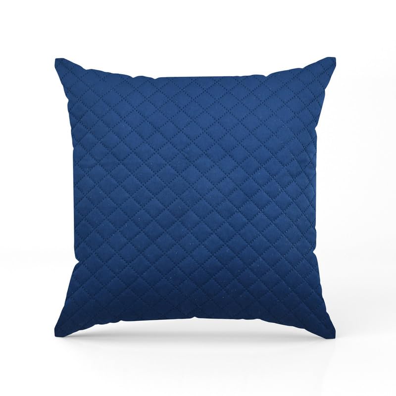 Femfairy Femfairy 200TC Solid Quilted Velvet Single Bed Runner Scarf with Matching Cushion CoversSlipcover Mattress ProtectorBed Linen ScarfDecorative Set for BedroomsHotel RoomsGuest Rooms Navy Blue  - Image 2