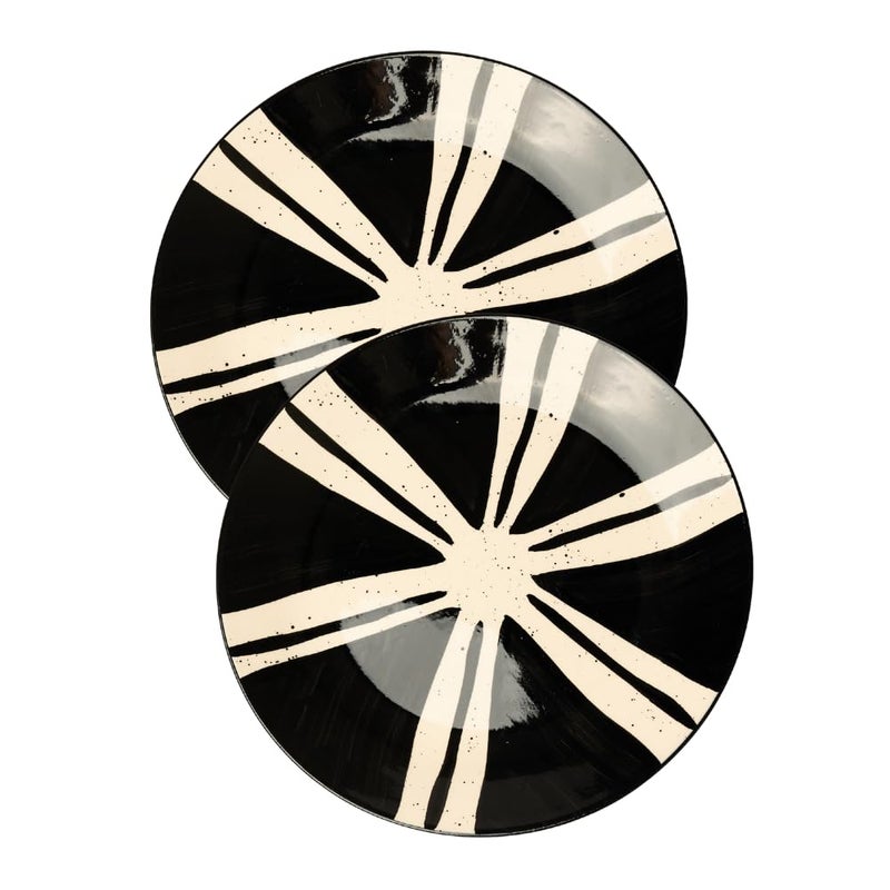 BLACKCARROT BlackCarrot Premium Durable Ceramic Plate Set of 2 Black and White Dining Table Set Ideal for Modern Homes Microwave Safe and Dishwasher Safe - Image 5