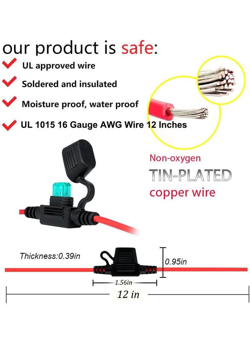 VANTRONIK VANTRONIK Waterproof Inline Fuse Holder 10 Pack for Mini Fuse,16 Gauge AWG Wire UL1015, for ATM Blade Fuse, 12 Inches Long  - Image 3