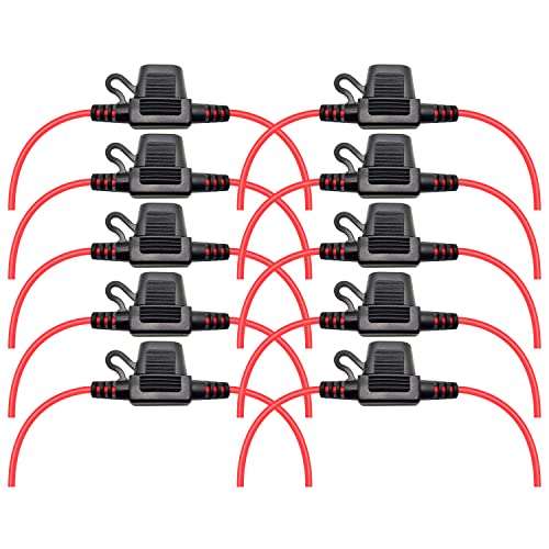 VANTRONIK Waterproof Mini Inline Fuse Holder with 16 Gauge AWG Wire 12 Inches Long, Fit for ATM Blade Small Fuse in Vehicle/Boat/RV/Tractor, 10 Pack - Image 1
