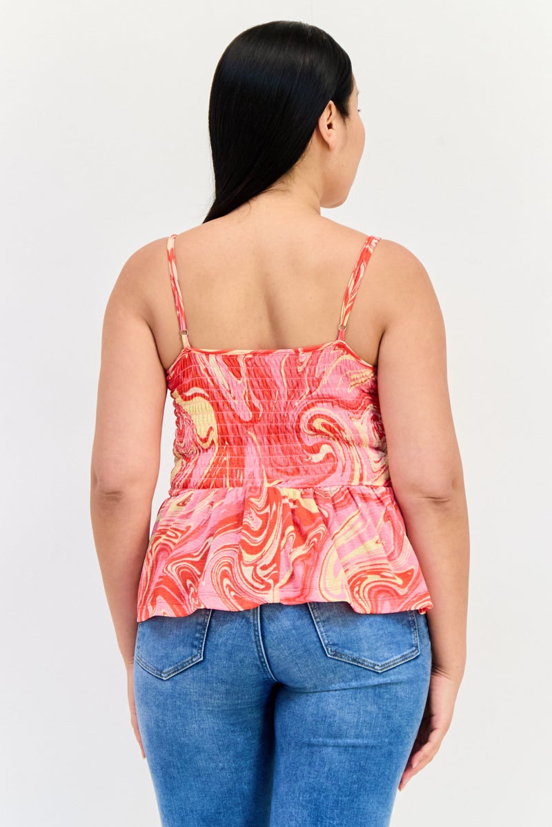 ONLY Women Square Neck Sleeveless Marble Tank Top, Multicolor - Image 3