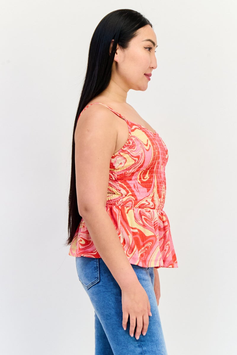 ONLY Women Square Neck Sleeveless Marble Tank Top, Multicolor - Image 2