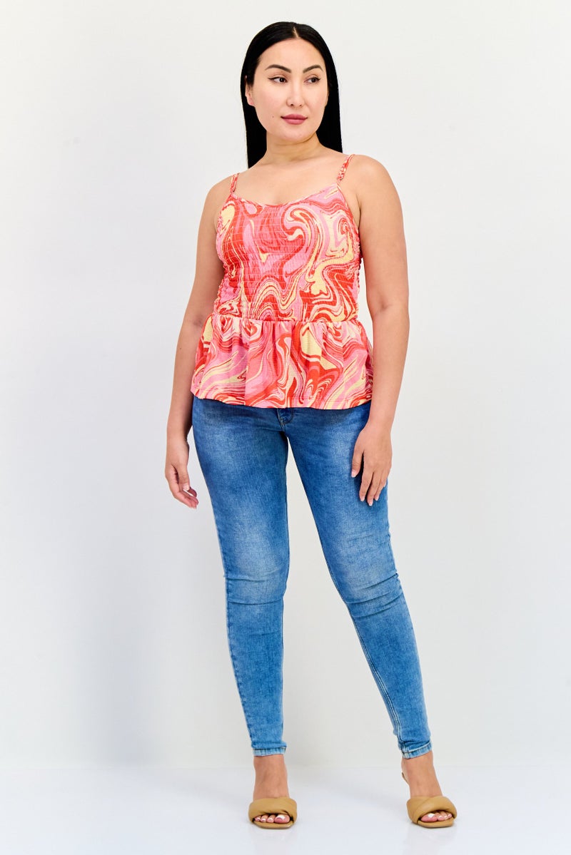 ONLY Women Square Neck Sleeveless Marble Tank Top, Multicolor - Image 4