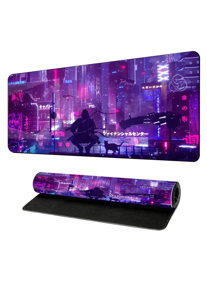 Temu Specially For Non-slip Mouse Pad Thickened Lock Edge Natural Rubber Large Computer Keyboard Office Desk Mat-Color:300*800*3mm-Pattern:J-238  - Image 1