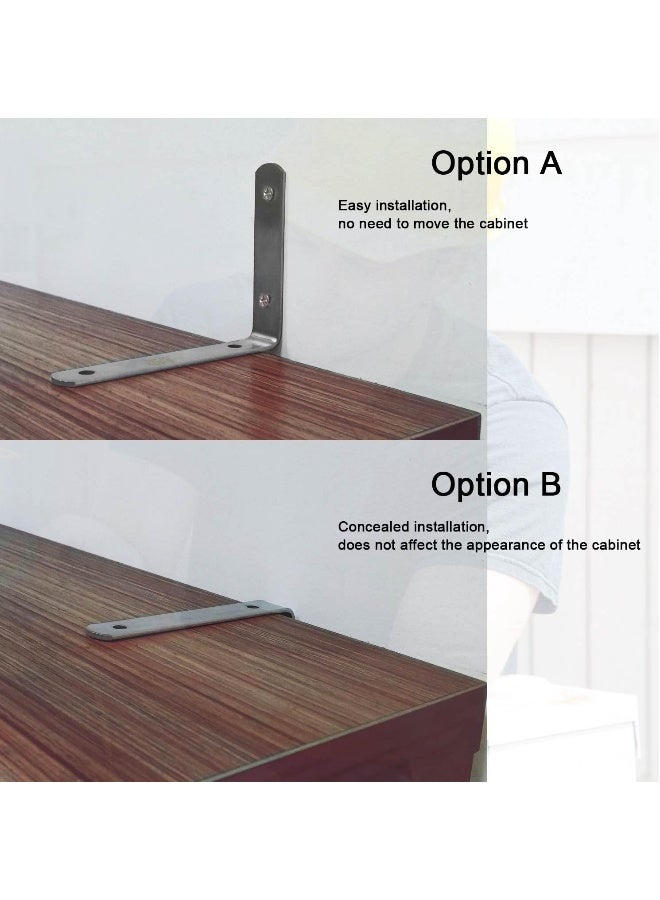 TUPSKY Cabinet Anti Tip Kit, Furniture Anchors Wall Stainless Steel Baby Proofing Bookshelf Falling Prevention Device for Children (1 Pair) - Image 5