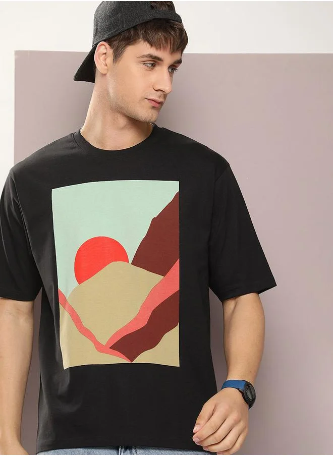 Dillinger Front Graphic Longline Oversized T-Shirt