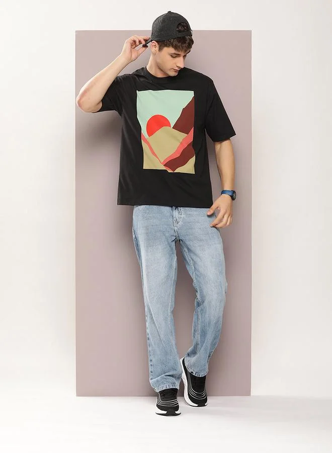 Dillinger Front Graphic Longline Oversized T-Shirt by Styli