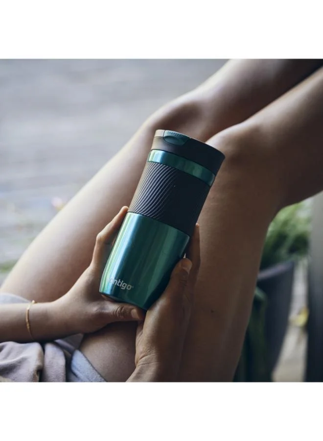 كونتيجو Contigo Plain Stainless Steel Travel Mug with Snap Spout and Leak Resistant Design - 470 ml