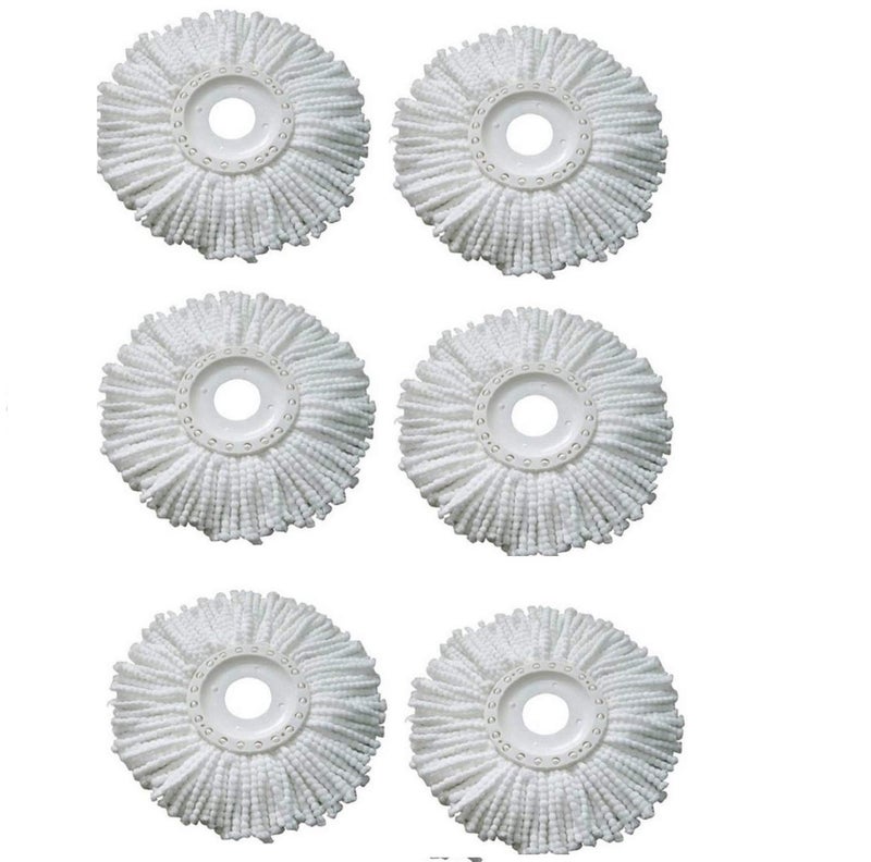 Winberg ® Plastic Spin Refill Mop Head Pack of 6 Best Fit with All Cleaning Mops, White, King Size - Image 1