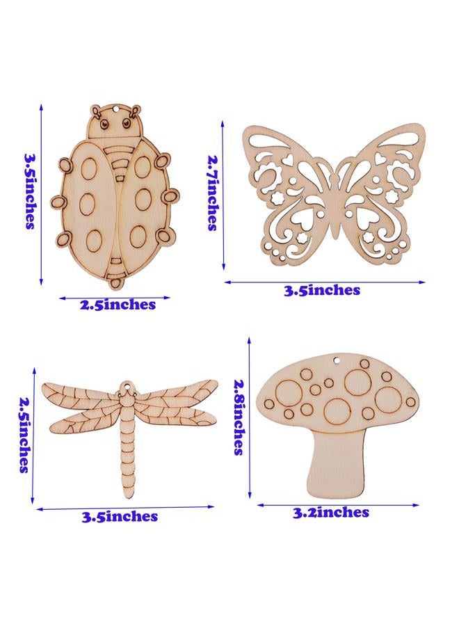 Jsehchya 54PCS Unfinished Blank Wooden Cutouts Craft for Kids,Suit for Children's Painting DIY Room Decoration Gift Giving Surprise (54 Insect) - Image 3