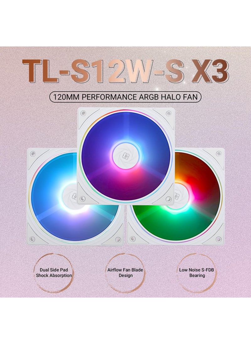 Thermalright Thermalright TL-S12W-S X3 CPU Case Fan 120mm Cooler Fan, 3 Pack 4pin PWM Silent Computer Fan Under 23.2dB(A) for Case CPU Liquid Cooler and CPU Air Cooler, Quiet CPU PC ARGB Fan  - Image 2