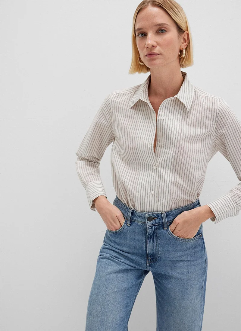 Mavi Striped Ecru Shirt