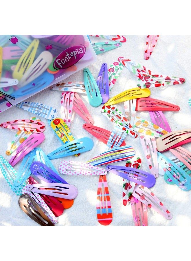 Funtopia 120 Pcs Funtopia 2 Inch Candy Color Barrettes and Non-Slip Metal Snap Hair Accessories for Kids, Teens, and Women (40 Assorted Colors) - Image 3