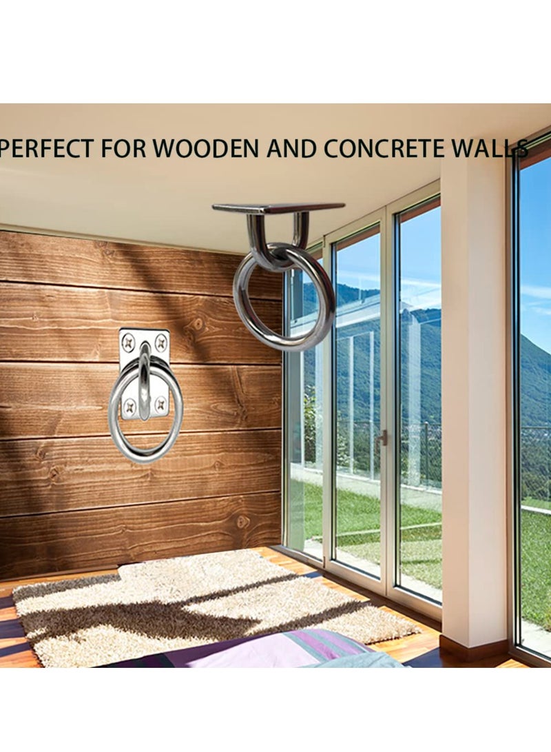 Excefore 2 Pack Ceiling Hook, 304 Stainless Steel Wall Mount Hook, Premium Heavy Duty Square Stainless Steel Pad Eye Hooks, Suitable for Yoga Swings Hammocks Training Straps Hanging  - Image 2