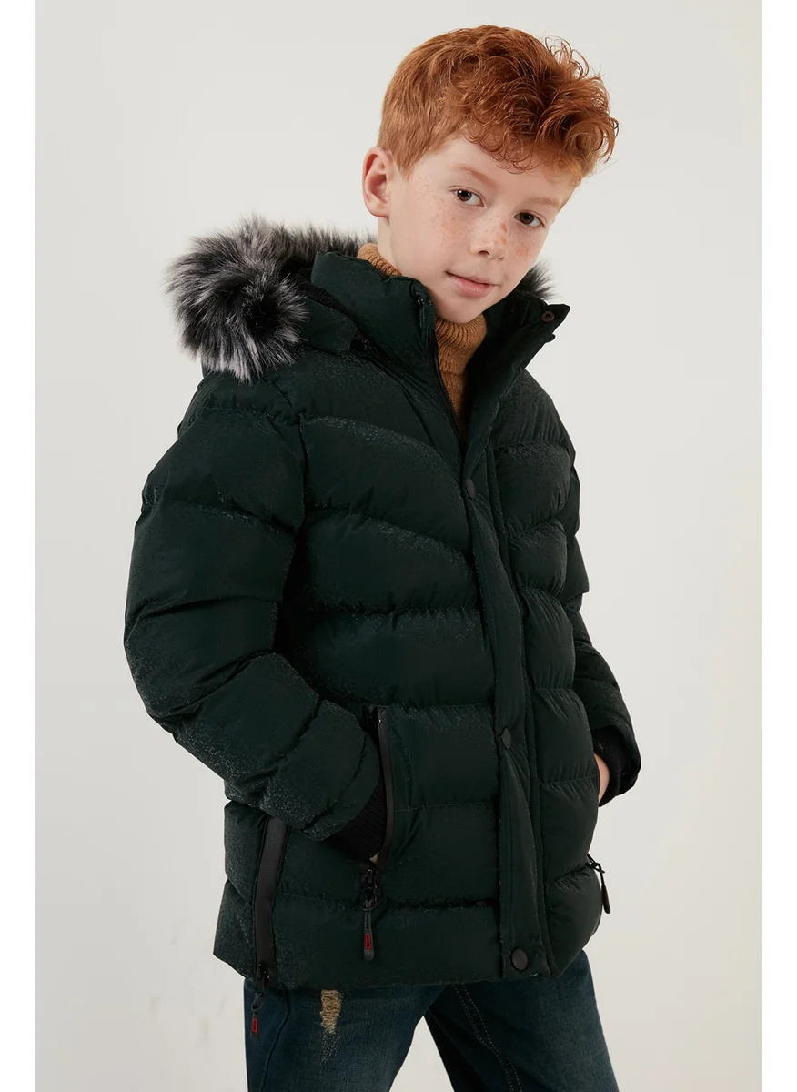 Lela Plush Lined Faux Fur Collar Removable Hooded Winter Coat Boys' Coat 5761906