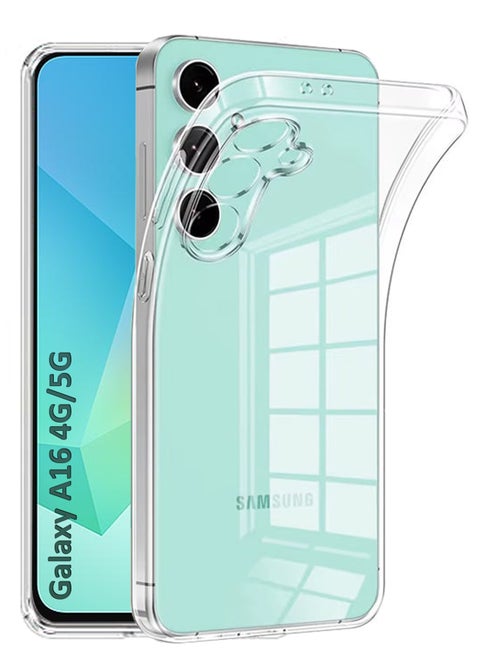 Soft Flexible Transparent Silicone Protective Back Case Cover for Samsung Galaxy A16 4G/5G -Transparent