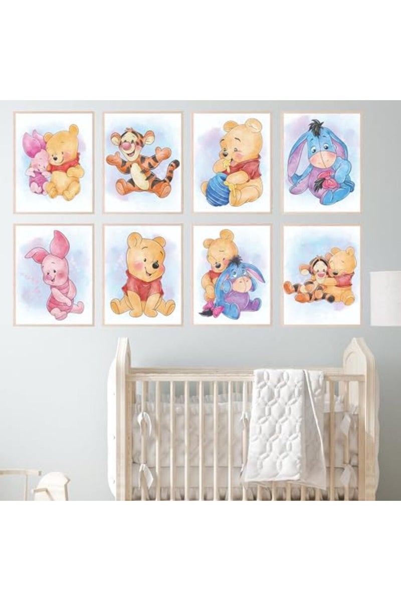 BigWig Prints Winnie the Pooh Nursery Decor - Winnie the Pooh Wall Art, Baby Nursery Wall Decor, Childrens Poster Prints for Classroom, Piglet Tigger Rabbit Eeyore Gifts - Unframed Set of 8 (8x10) - Image 2