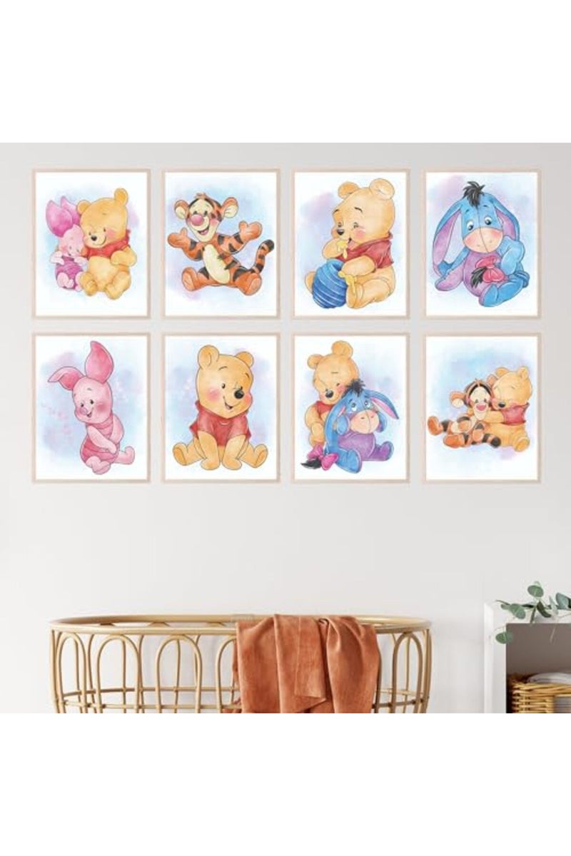 BigWig Prints Winnie the Pooh Nursery Decor - Winnie the Pooh Wall Art, Baby Nursery Wall Decor, Childrens Poster Prints for Classroom, Piglet Tigger Rabbit Eeyore Gifts - Unframed Set of 8 (8x10) - Image 4