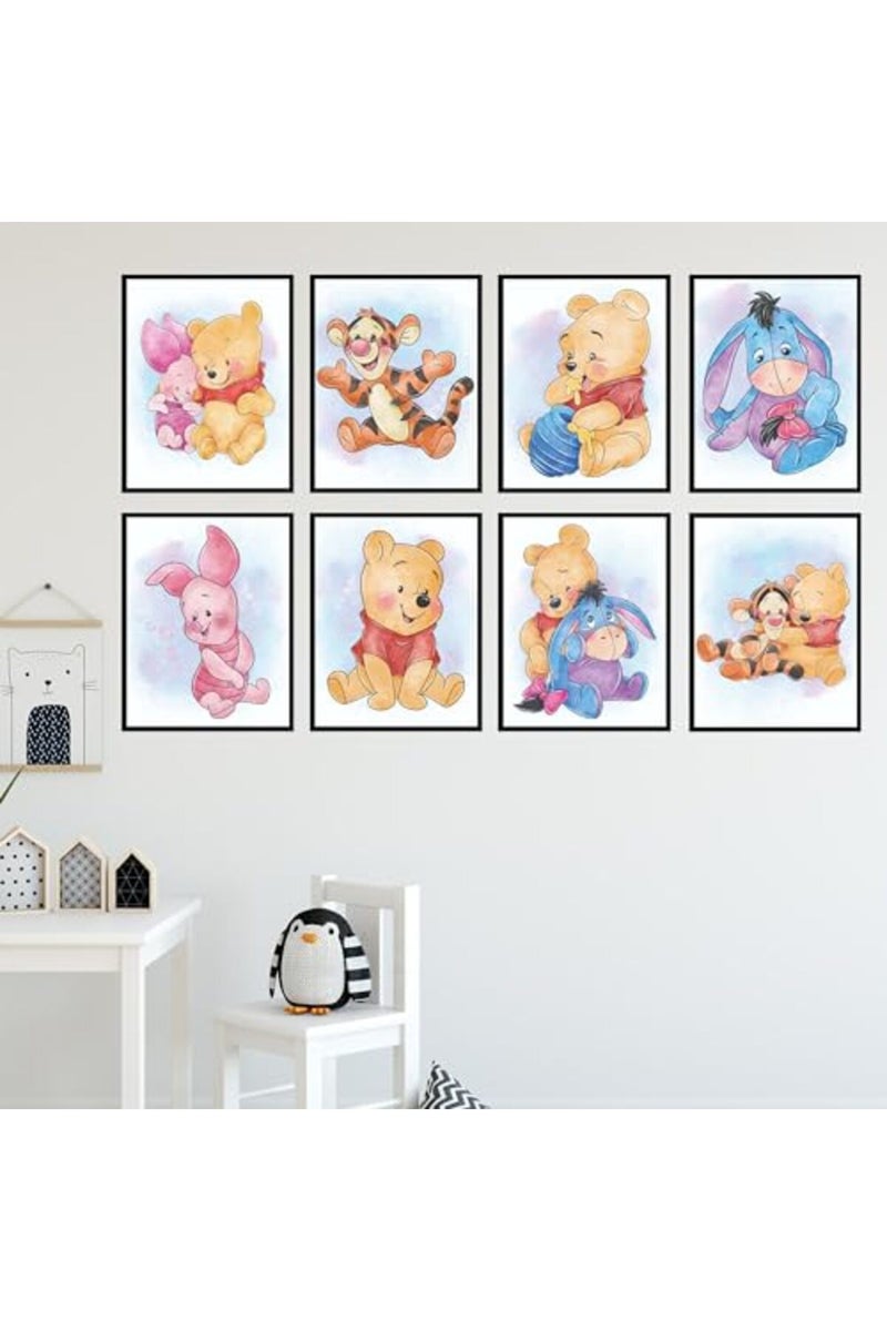 BigWig Prints Winnie the Pooh Nursery Decor - Winnie the Pooh Wall Art, Baby Nursery Wall Decor, Childrens Poster Prints for Classroom, Piglet Tigger Rabbit Eeyore Gifts - Unframed Set of 8 (8x10) - Image 5