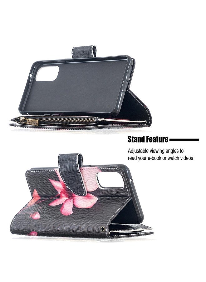 HuHa Case Cover For OPPO Reno 4 5G Colored Drawing Pattern Zipper Horizontal Flip Leather Case with Holder & Card Slots & Wallet(Lotus)  - Image 4