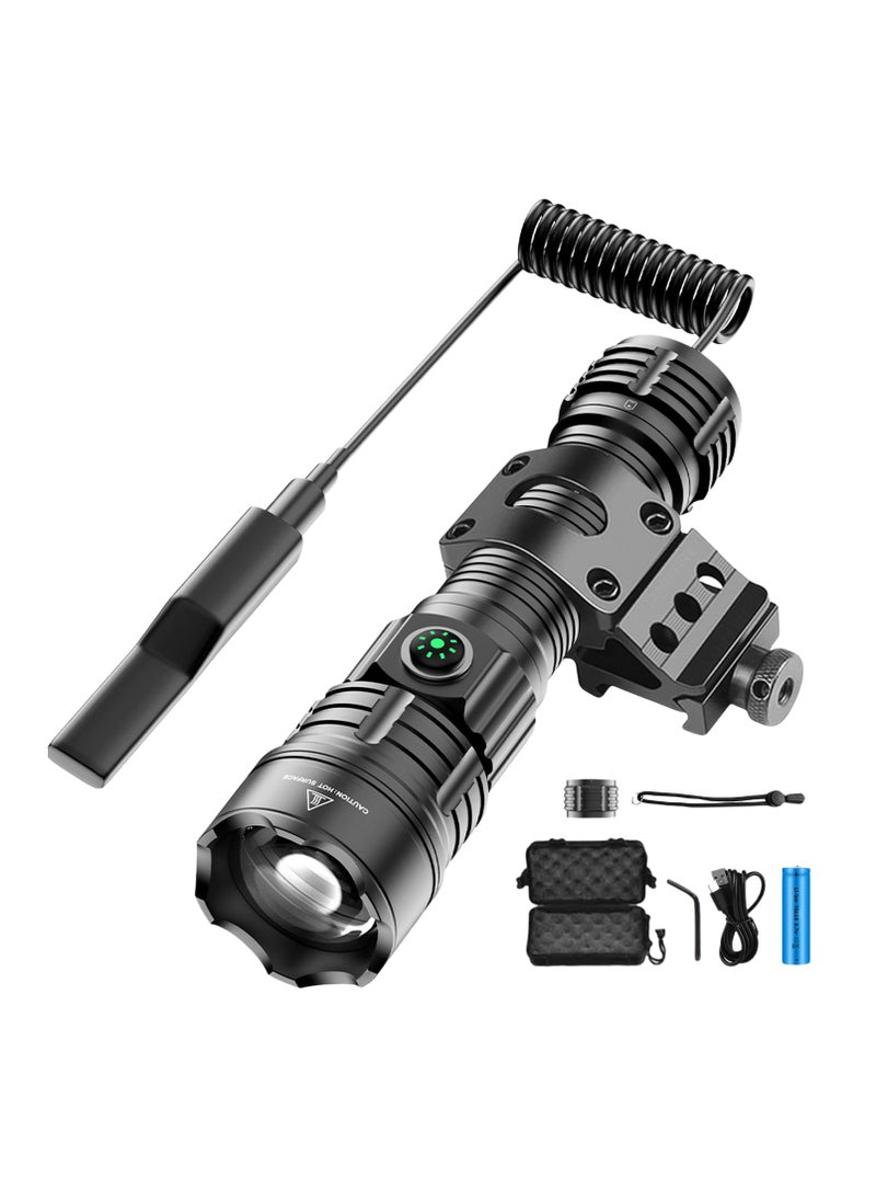 Generic - Flashlights Torches, Ultra Powerful Flashlight, USB Rechargeable Flash Light, Night Scout Lights, LED Zoom Tactical Lantern (Black,set B) - Image 1