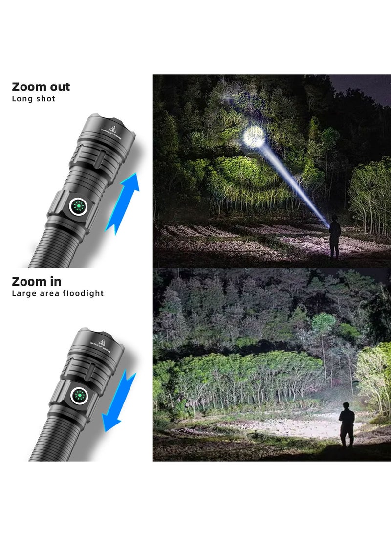 Generic - Flashlights Torches, Ultra Powerful Flashlight, USB Rechargeable Flash Light, Night Scout Lights, LED Zoom Tactical Lantern (Black,set B) - Image 1