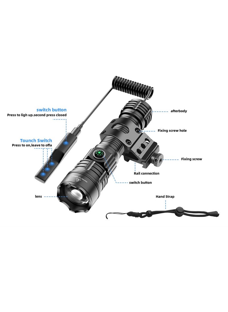 Generic - Flashlights Torches, Ultra Powerful Flashlight, USB Rechargeable Flash Light, Night Scout Lights, LED Zoom Tactical Lantern (Black,set B) - Image 1