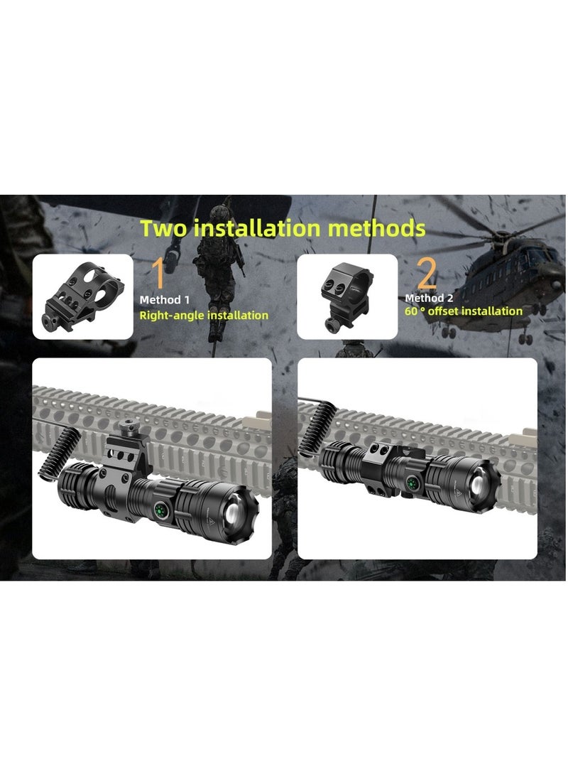 Generic - Flashlights Torches, Ultra Powerful Flashlight, USB Rechargeable Flash Light, Night Scout Lights, LED Zoom Tactical Lantern (Black,set B) - Image 1