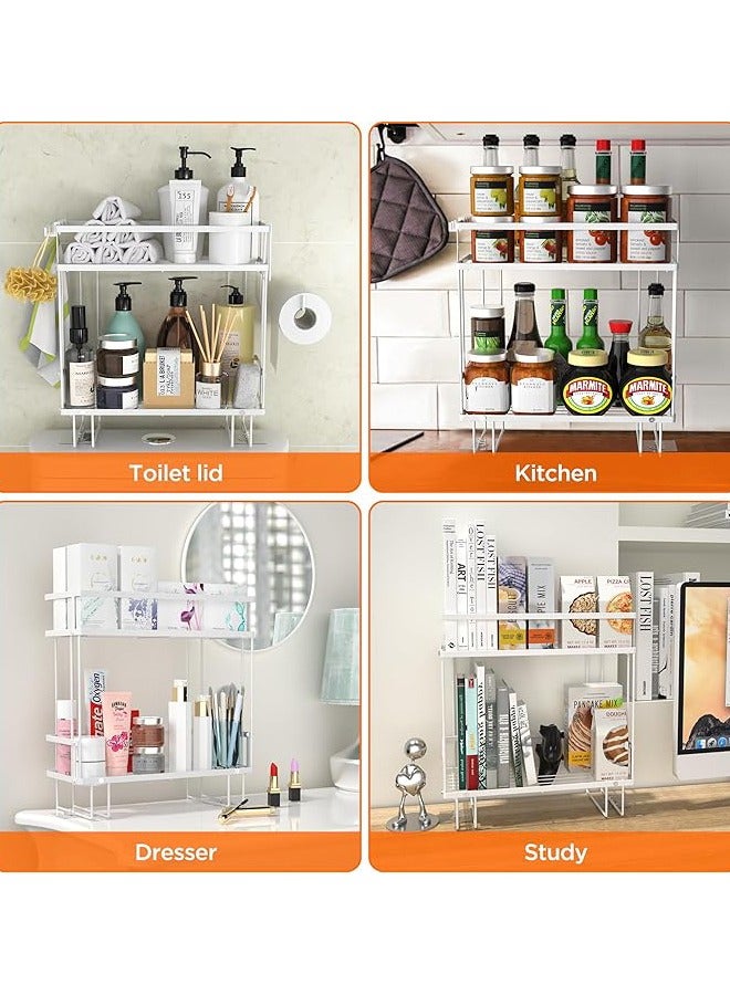 Arabest Maximise space with our Above Toilet Bathroom Organiser, Above Toilet 1 Tier Bathroom Organiser, Water and Dust Resistant, Toilet Space Saver with Hooks and Adhesive Base (2-White) - Image 3