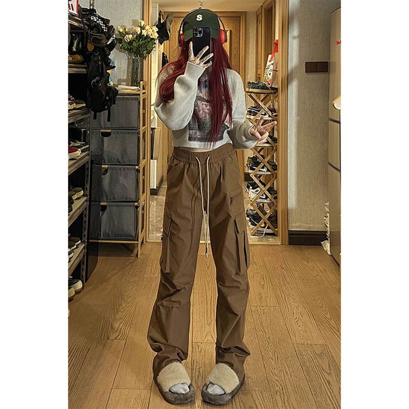 American Japanese retro functional overalls men's high street loose casual wide-leg men's and women's fashion brand straight long high street fashion - Image 1