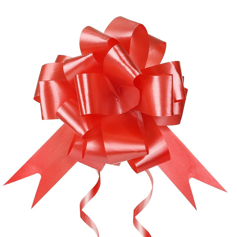 GWHOLE 60 PCS 5 Red Ribbon Pull Bows for Gift Present Wrapping Christmas Bows for DIY Craft Box Baskets Decorations