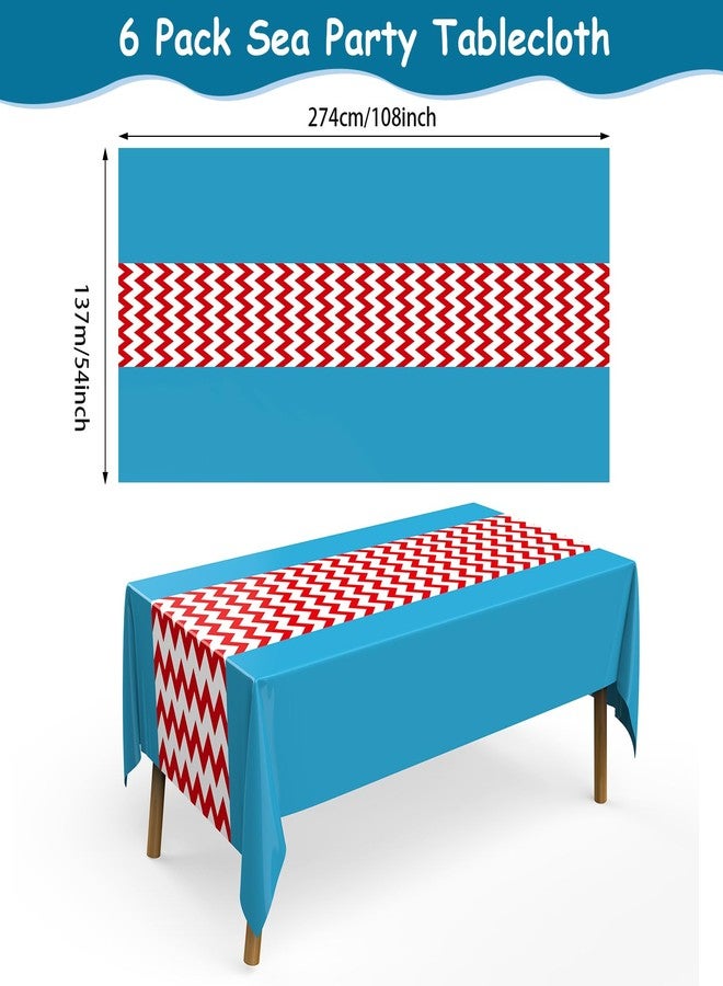 Irenare 6 Pcs 54'' x 108'' Tablecloth Disposable Chevron Table Cloth Plastic Table Cloth for Birthday Wedding Reception Picnic Bridal Decoration (Red Wave) - Image 2