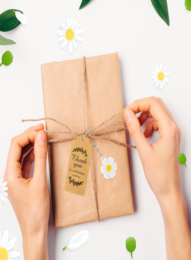 كينينج مجموعة كينينج المكونة من 24 قطعة من هدايا حفلات ديزي، سلسلة مفاتيح ديزي، أكياس أورجانزا، بطاقات شكر باللونين الأبيض والأصفر، لوازم حفلات ذات طابع خاص لحفلات الزفاف وحفلات استقبال المولود (أبيض) - Image 5