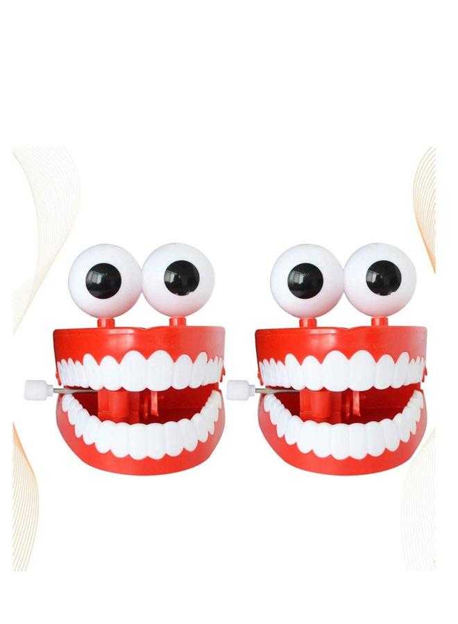 Wind-up Toys Plastic Chattering Teeth, Wind up Toy Early Educational Toy, Popping False Teeth Funny Toys, Baskets Stuffers Gifts for Kids Toddler, Non-toxic and Odorless (2Pcs) - Image 1